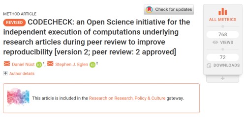 screenshot title page of F1000Research paper after peer review