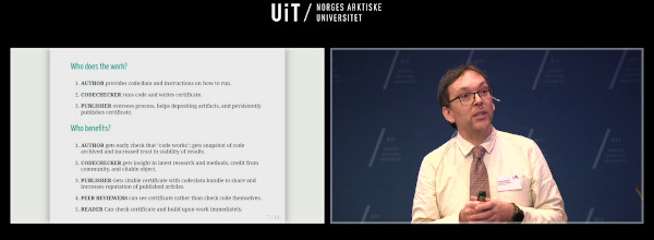 screenshot of livestream of the talk by Stephen Eglen at MUNIN 2019